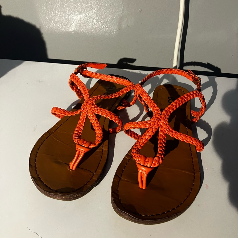 Vibrant Orange Braided “BONGO” Brand Sandals